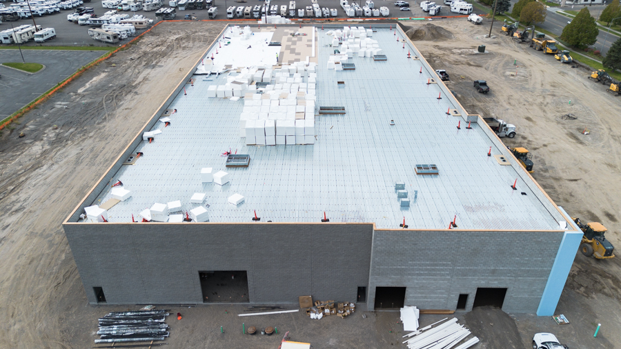 A large building under construction.