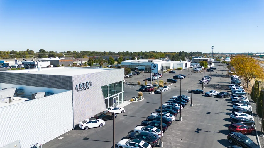 A car dealership.