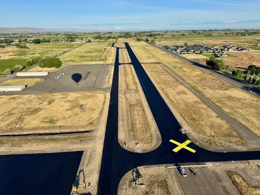 An aerial view of the Prosser Airport.