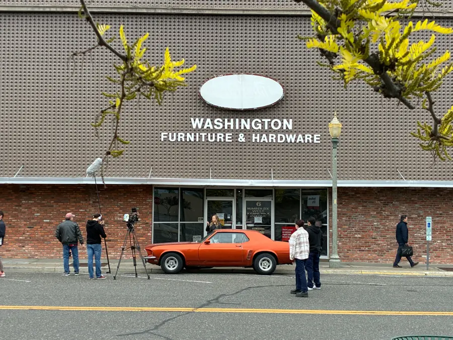 People shooting a film.