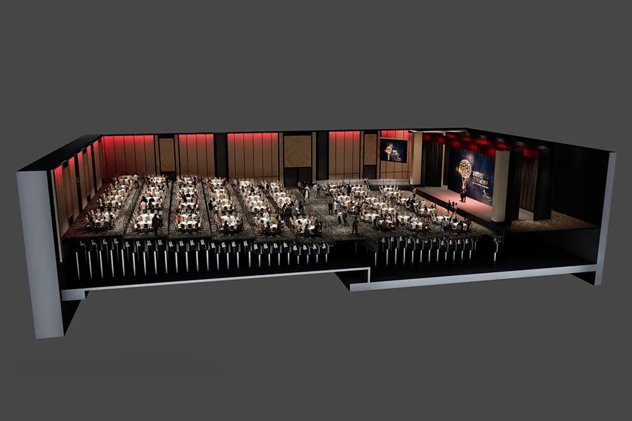 A rendering of an auditorium.