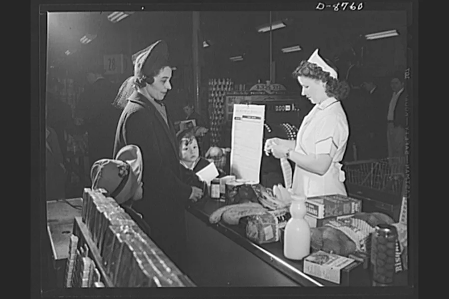 Old photo at a grocery store.