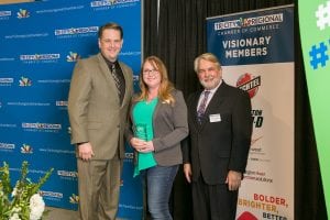 Visiting Angels Living Assistance Services of Kennewick won the Business on a Roll award in the more than 50 employees category at the March 22 Tri-City Regional Chamber of Commerce annual meeting and awards luncheon. (Courtesy Rich Breshears of Breshears Photography)