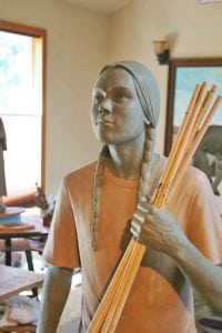 A bronze sculpture of a Native American gathering tule reeds will be installed at Clover Island’s new Gathering Place in Kennewick. A public event to commemorate the improvements is at 10:30 a.m. Aug. 4 with the Confederated Tribes of the Umatilla Indian Reservation. (Courtesy Port of Kennewick)