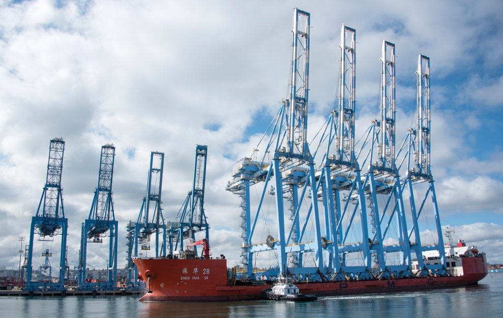 The Port of Tacoma recently received eight new cranes as part of $250 million in improvements being made to the Husky Terminal. The Northwest Seaport Alliance led the U.S. in exports of eggs and dairy, vegetables, coffee and tea, oil seeds and prepared fruits and vegetables in 2017. (Photo: Northwest Seaport Alliance)