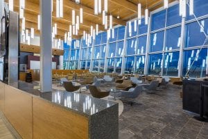 Travelers can choose from three dining options beyond the Tri-Cities Airport security checkpoint, which include a grab-and-go counter, sit-down restaurant and a bar that shares a common food court with expansive views of the tarmac. (Photo: Port of Pasco)
