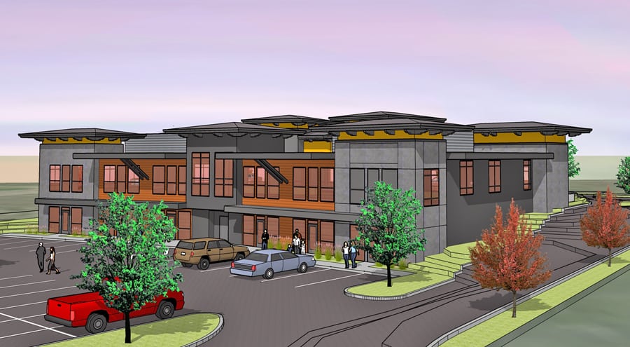 A new two-story building is under construction at 3200 Duportail St., in the Queensgate area of Richland. It will house a pediatric dental practice and orthodontists under the same roof with the ability for additional tenants on the ground floor. (Courtesy Terence L. Thornhill Architect)