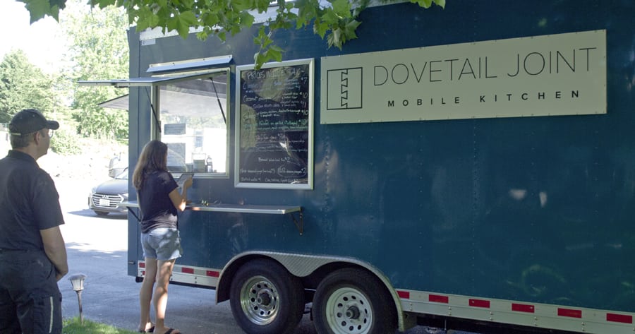 When not providing flavorful fare at events, Dovetail Joint can be found from 11 to 1 p.m. Tuesdays and Wednesdays at Pacific Northwest National Laboratories and Thursdays at 2420 Stevens Drive in Richland.