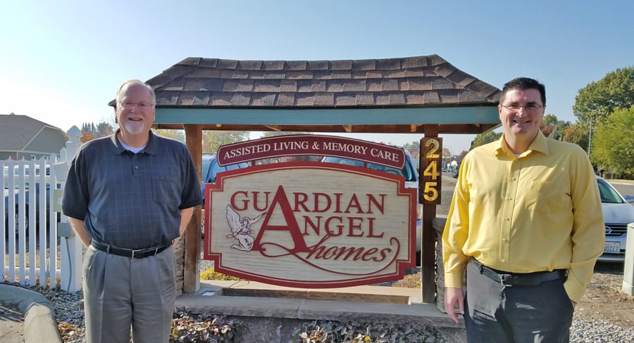 The Dementia Coach’s Rick Bennett, left, presented the Virtual Dementia Tour at Guardian Angel Homes in Richland in October. Tyson Frantz, a partner at Guardian Angel Homes, said the experience was eye-opening.