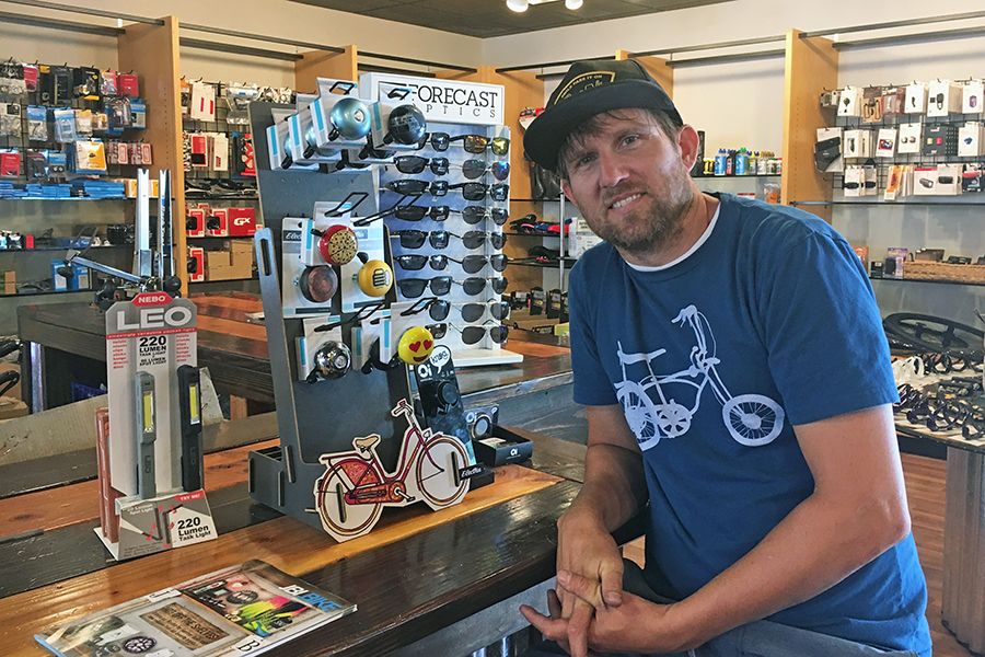 Greenies owner and manager Darin Warnick has gone from being the only worker at the business when he and wife Jenn took it over in 2008 to having eight employees selling, renting and repairing bikes, paddleboards and kayaks. Greenies is in the Richland Parkway at 701 George Washington Way. (Photo by Kevin Anthony)