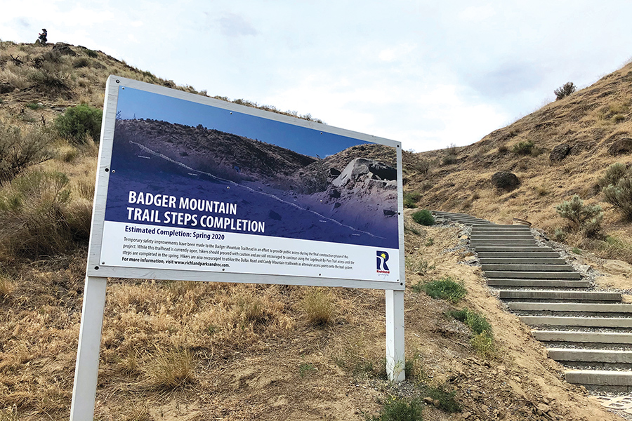 The city of Richland finished work on new steps at the trailhead for Badger Mountain Centennial Preserve. Friends of Badger Mountain is working to extend the trail to Amon Creek on one side and the Yakima River on the other. (Photo by Melanie Hair)