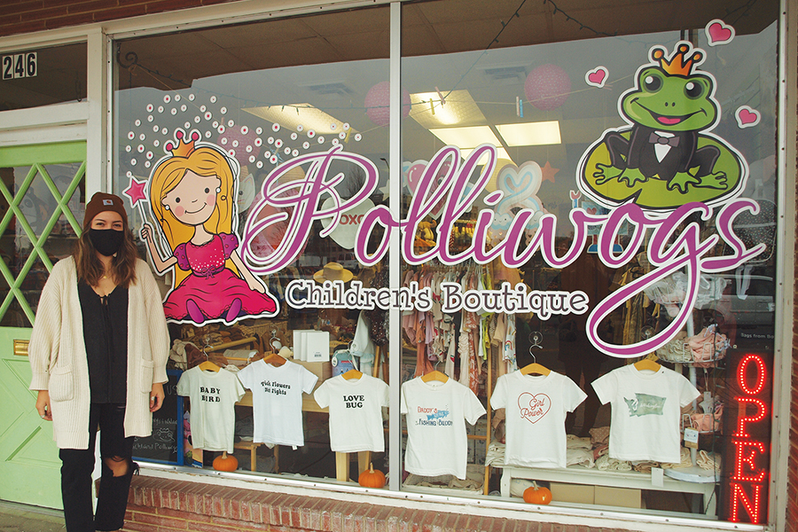 Alexa Orozco, owner of Polliwogs Children’s Boutique at 246 Williams Blvd., in Richland’s Uptown Shopping Center, hand selects and personally vets each brand the store carries for its commitment to ethical and sustainable manufacturing. (Photo by Laura Kostad)