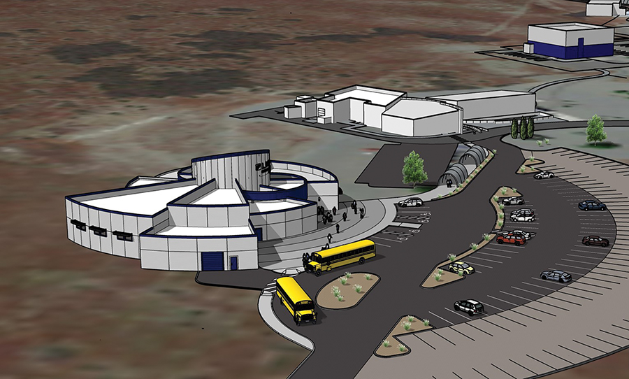 Architect Terence “Tere” Thornhill designed the LIGO Hanford Exploration Center, or LExC, to echo the colliding black holes detected in 2016, a scientific breakthrough that netted the team a Nobel Prize for Physics. (Courtesy Terence L. Thornhill Architect)