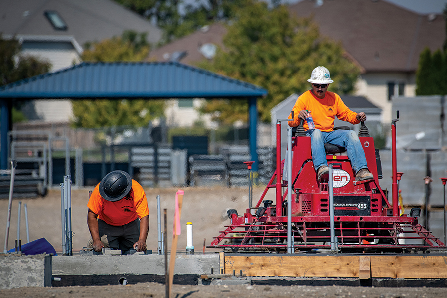 Construction at the new Badger Mountain Elementary school in south Richland. (Photo by Scott Butner Photography)