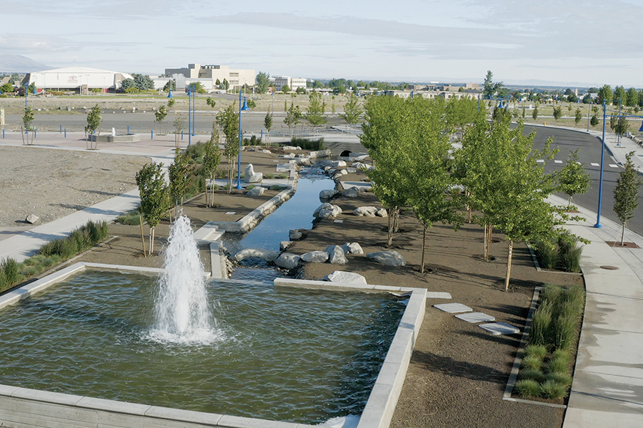 The new water feature at Vista Field in Kennewick. (Courtesy PS Media for Port of Kennewick)