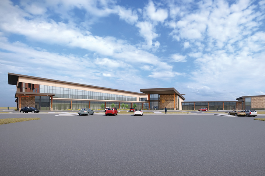 An 88,000-square-foot Prosser Memorial Hospital and 14,000-square-foot medical office building, pictured at right of main entrance, will be built on 33 acres on North Gap Road north of Interstate 82 rest area in Prosser. (Courtesy PMH)