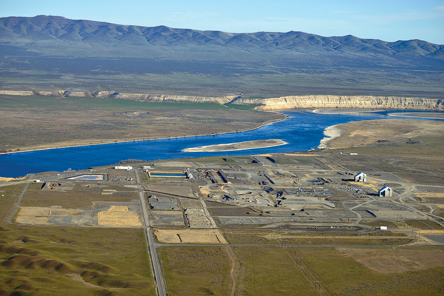 The 100-D Area on the Hanford site overlooks the Columbia River and the White Bluffs, an area raised by plate tectonics and further shaped by ice age flood deposits within what is now the Hanford Reach National Monument. The geography of Hanford and Central Washington is due to millions of years of lava flows, ice age floods, tectonic activity and wind. (Courtesy U.S. Department of Energy)
