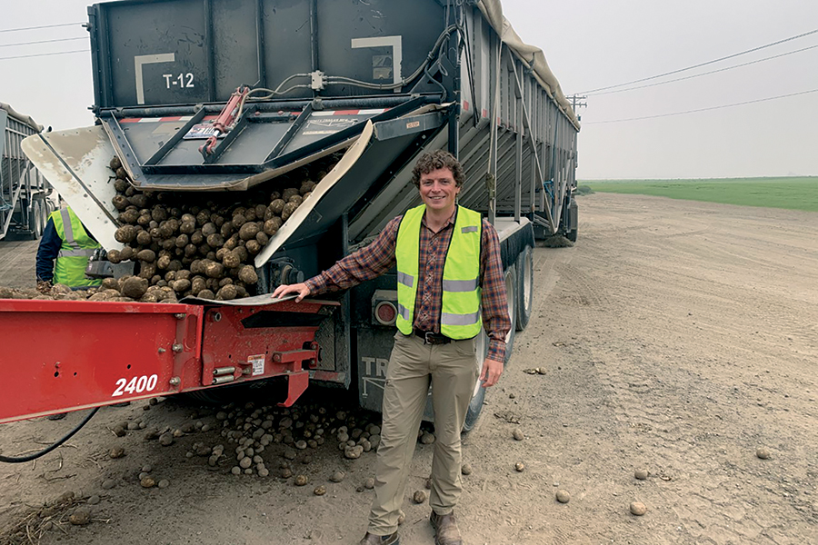Reagan Grabner raises potatoes for chips and french fries and for the fresh market at CSS Farms near Pasco. Grabner, who grew up on a wheat farm, said he chose potatoes because he liked the idea of growing a product “that was more than a commodity.” (Courtesy Pam Lewison)