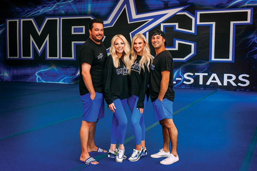 Blake and Brittney Kluse, left, purchased a Kennewick cheer gym and rebranded it to IMPACT elite all-stars, which they’ll run with Lexi and Jordan Chavallo, right. (Courtesy IMPACT Elite)