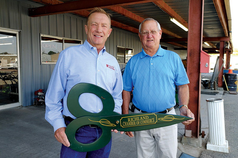 Rob Welch, left, and David Rose, both ex-Richland mayors as well as business owners, are restarting the Richland Chamber of Commerce. The original merged with the Kennewick Chamber of Commerce in 2005 to form the Tri-City Regional Chamber of Commerce. (Photo by Wendy Culverwell)