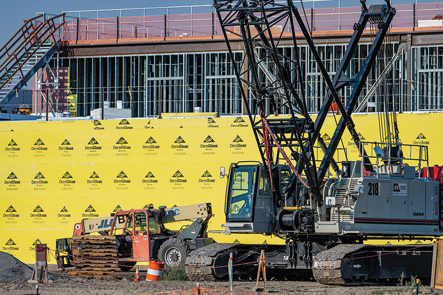 Construction is underway for the new Grid Energy Storage Launchpad facility on Pacific Northwest National Laboratory’s Richland campus, near the intersection of Horn Rapids Road and the bypass highway. (Photo by Scott Butner Photography)