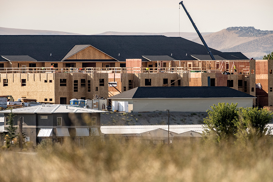New apartment units are being built near the intersection of Highway 240 and Kingsgate Way in the Horn Rapids neighborhood of Richland. (Photo by Scott Butner Photography)