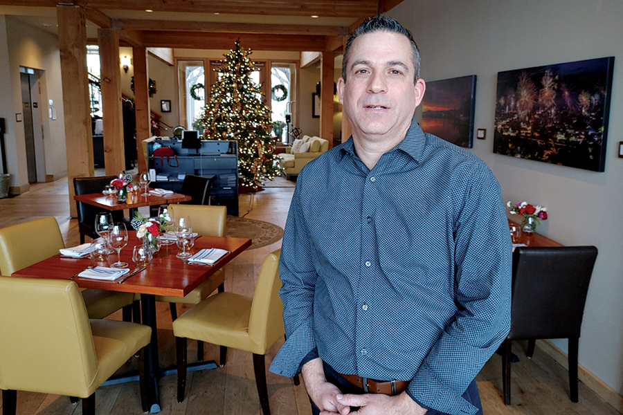 Michel Gabbud, the new general manager of The Lodge at Columbia Point, is overseeing a $1.5 million renovation that will install a restaurant and sweeping food program at the boutique wine-focused property. (Photo by Wendy Culverwell)