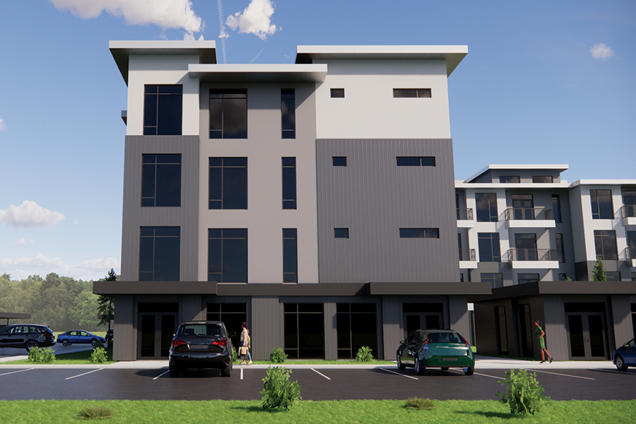 The Falls will mix apartment living and commercial space at 4112 W. 24th Ave. in Kennewick’s Southridge area. Elite Construction and Development calls it the first true mixed-use development in the city and a sign of development to come. (Courtesy Elite Construction + Development)