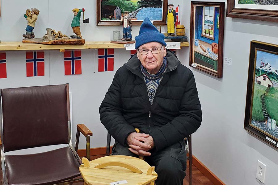 Joe Molvik, 86, of Kennewick opened his own art gallery, Atelier JM – A Norwegian Artistic Journey, in the former office of his metalworking shop at 1218 S. Lincoln St. in Kennewick. He paints landscape and still-life scenes, carves wooden figures and handcrafts cutting boards and Norwegian tine bentwood boxes. The shop is open by appointment. (Photo by Laura Kostad)