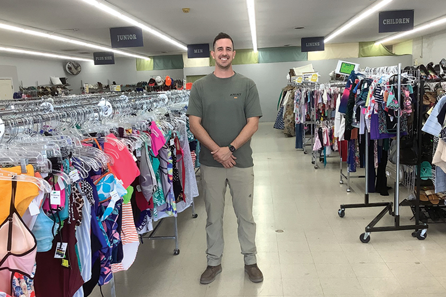 New Beginnings owner Chad Leinback stands in the middle of his Richland store. He plans to open a second store later this summer in the old Basin Department Store building,  111 W. First Ave., in downtown Kennewick. (Photo by Jeff Morrow)