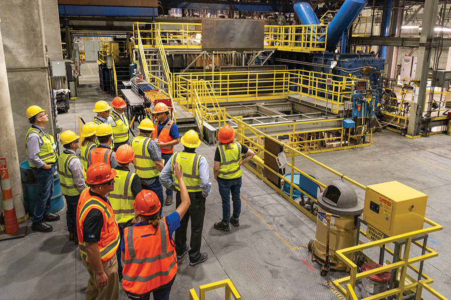Dozens of elected officials and other community leaders tour ATI Inc.’s plant in Richland, which is undergoing an expansion that will increase capacity and double the workforce. (Courtesy ATI)